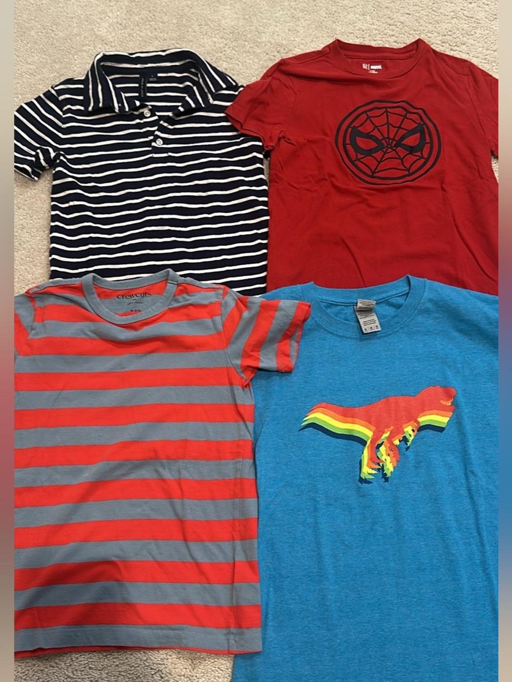 Kids Graphic & Stripe Boys Tee Bundle - Red, Navy, Gray, Blue-size medium